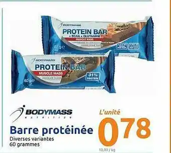 Action Barre Protéinée Bodymass offre