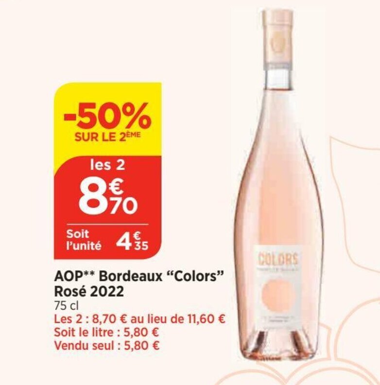 Bi1 AOP** Bordeaux "Colors" Rosé 2022 offre