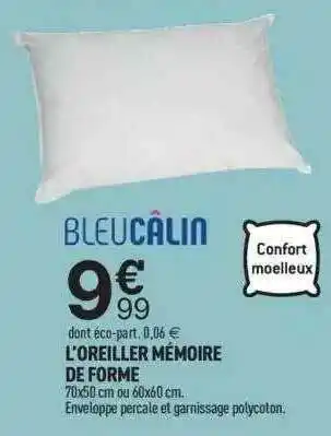 Centrakor L'oreiller Mémoire De Forme Bleucâlin offre