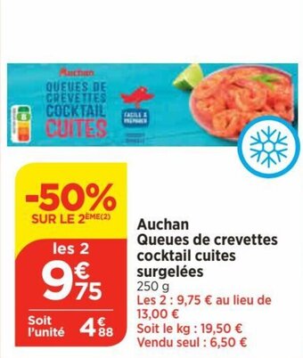 Auchan Queues de crevettes cocktail cuites surgelées