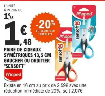 E.Leclerc Paire De Ciseaux Symétriques 13,5 Cm Gaucher Ou Droitier offre
