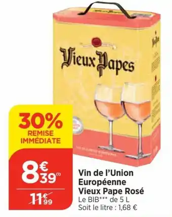 Bi1 Vin de l'Union Européenne Vieux Pape Rosé offre
