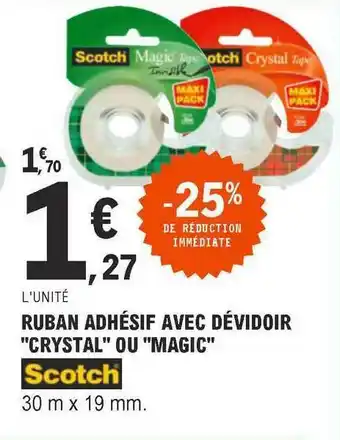 E.Leclerc Ruban Adhésif Avec Dévidoir offre
