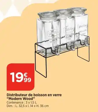 Distributeur de boisson en verre "Modern Wood"