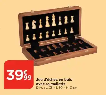 Bi1 Jeu d'échec en bois avec sa mallette offre