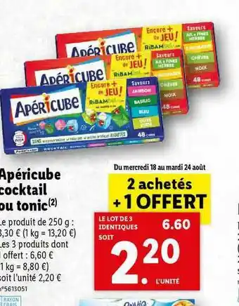 Lidl Apéricube Cocktail Ou Tonic offre