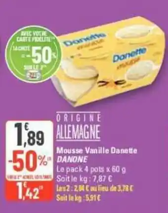 G20 Mousse Vanille Danette DANONE offre