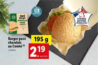 Lidl Burger Pavé Charolais Au Comté offre