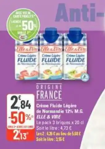 Crème Fluide Légère de Normandie 12% M.G. %ELLE & VIRE