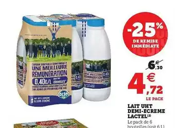 U Express Lait Uht Demi-écrémé Lactel offre