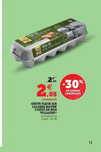 U Express Oeufs Plein Air Calibre Moyen L'œuf De Nos Villages offre