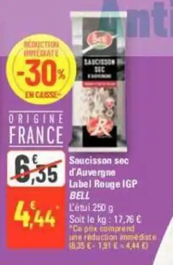 Saucisson sec d'Auvergne Label Rouge IGP BELL