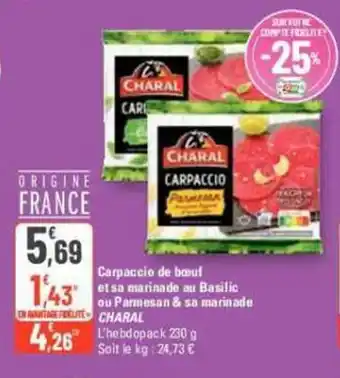 G20 Carpaccio de boul et sa marinade au Basilic ou Parmesan & offre