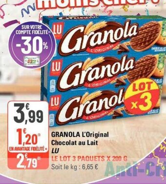 G20 GRANOLA L'Original Chocolat au Lait offre