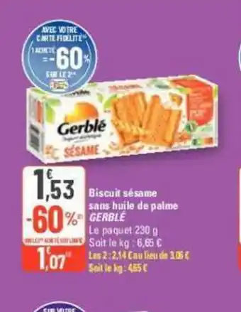 G20 Biscuit sésame sans huile de palme offre