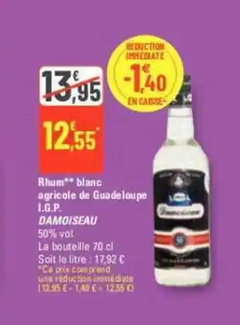 G20 Rhum** blanc agricole de Guadeloupe I.G.P. DAMOISEAU offre