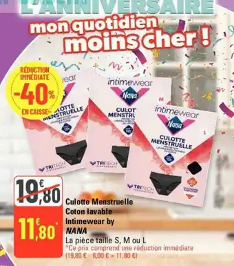 G20 Culotte Menstruelle Coton lavable offre