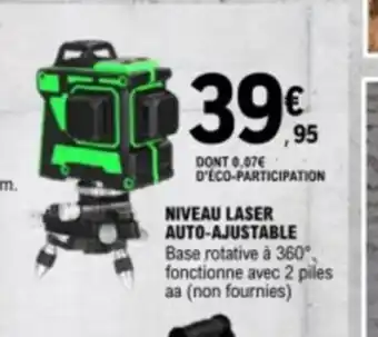 E.Leclerc NIVEAU LASER AUTO-AJUSTABLE Base rotative à 360°, fonctionne avec 2 piles aa (non fournies) offre