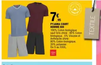 E.Leclerc PYJAMA COURT HOMME BIO offre