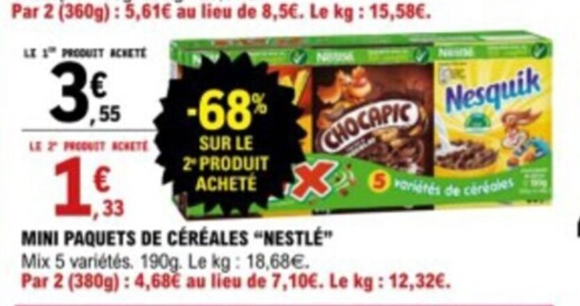 E.Leclerc MINI PAQUETS DE CÉRÉALES "NESTLÉ" offre