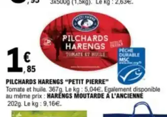 E.Leclerc PILCHARDS HARENGS "PETIT PIERRE" offre