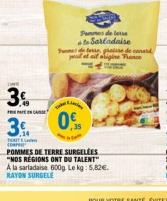 E.Leclerc POMMES DE TERRE SURGELÉES "NOS RÉGIONS ONT DU TALENT" offre