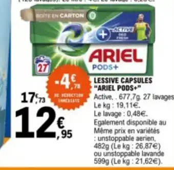 E.Leclerc LESSIVE CAPSULES ARIEL PODS+ offre