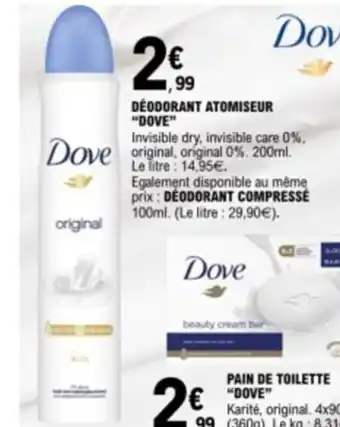 E.Leclerc DÉODORANT ATOMISEUR "DOVE" offre