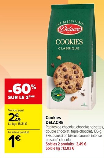 Carrefour Cookies DELACRE offre