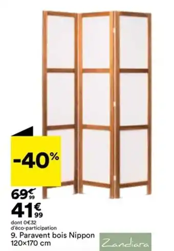 BUT 9. Paravent bois Nippon 120x170 cm offre