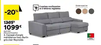 BUT Canape d'Angle Zandiara méridienne tissu Berlin offre