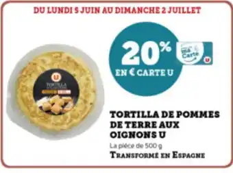 Super U TORTILLA DE POMMES DE TERRE AUX OIGNONS U offre