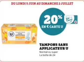 Super U TAMPONS SANS APPLICATEUR U offre