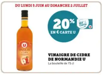 Super U VINAIGRE DE CIDRE DE NORMANDIE U offre