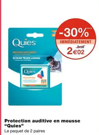 Quies protection auditive en mousse