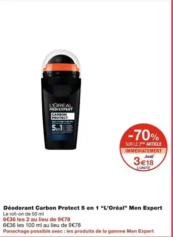 L’oréal déodorant carbon protect 5 en 1 men expert