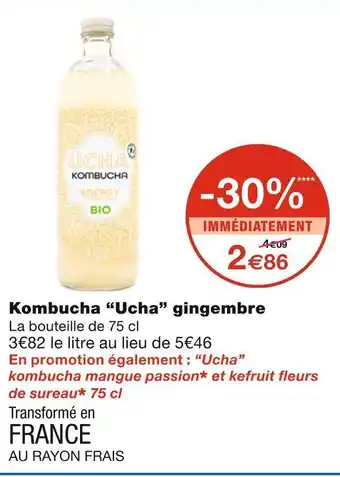 Monoprix Ucha kombucha gingembre offre