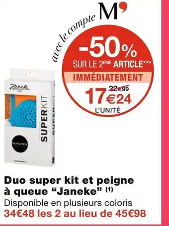 Monoprix Janeke duo super kit et peigne à queue (1) offre