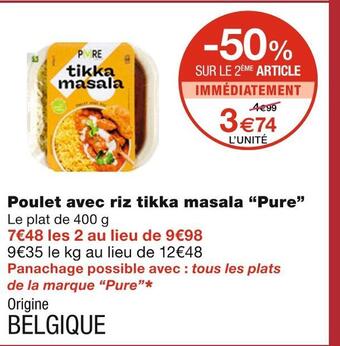 Monoprix Pure poulet avec riz tikka masala offre