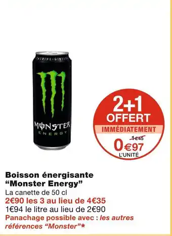 Monoprix Monster energy boisson énergisante offre