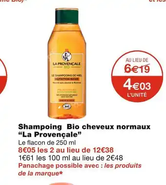Monoprix La provençale shampoing bio cheveux normaux offre
