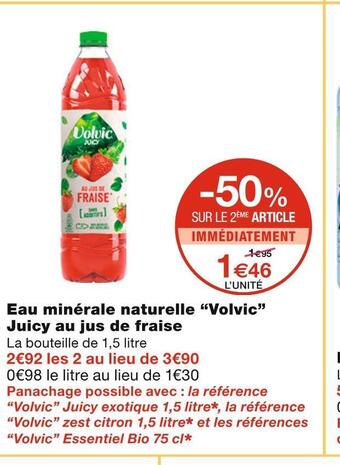 Monoprix Volvic eau minérale naturelle juicy au jus de fraise offre