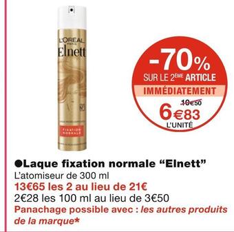 Monoprix Elnett laque fixation normale offre
