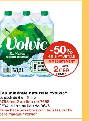 Monoprix Volvic eau minérale naturelle offre