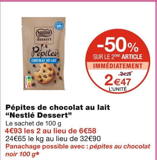 Monoprix Nestlé dessert pépites de chocolat au lait offre