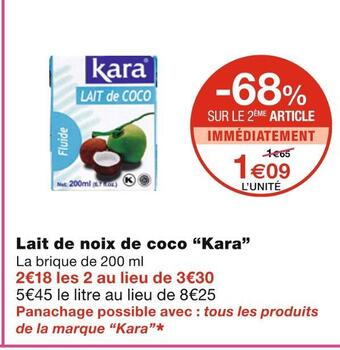 Monoprix Kara lait de noix de coco offre