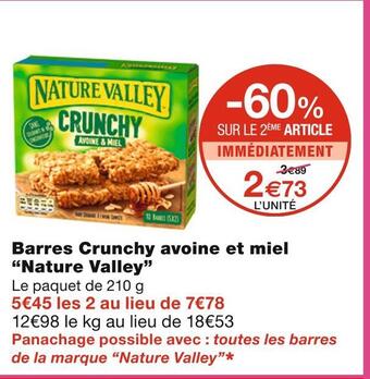 Monoprix Nature valley barres crunchy avoine et miel offre