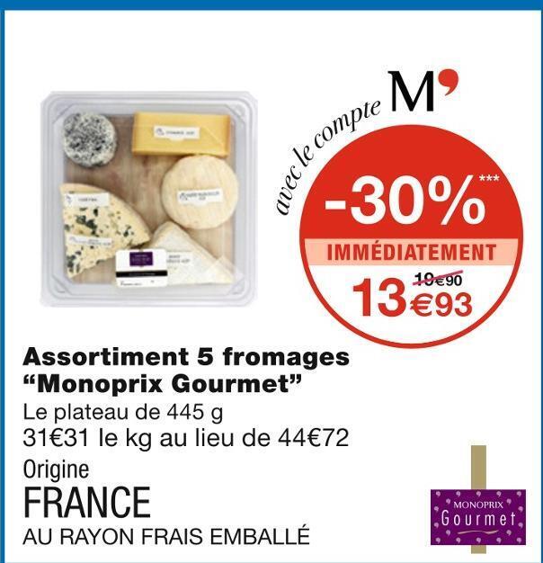 Monoprix Monoprix gourmet assortiment 5 fromages offre