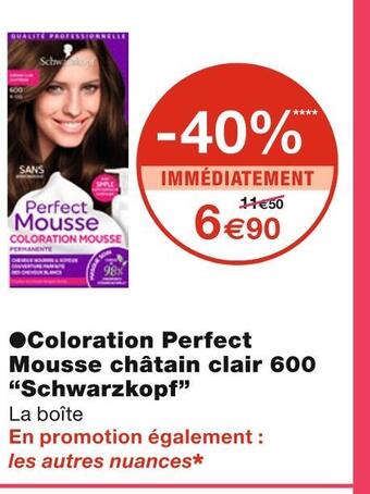 Monoprix Schwarzkopf coloration perfect mousse châtain clair 600 offre