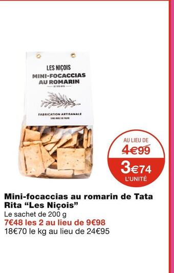 Monoprix Les niçois mini-focaccias au romarin de tata rita offre